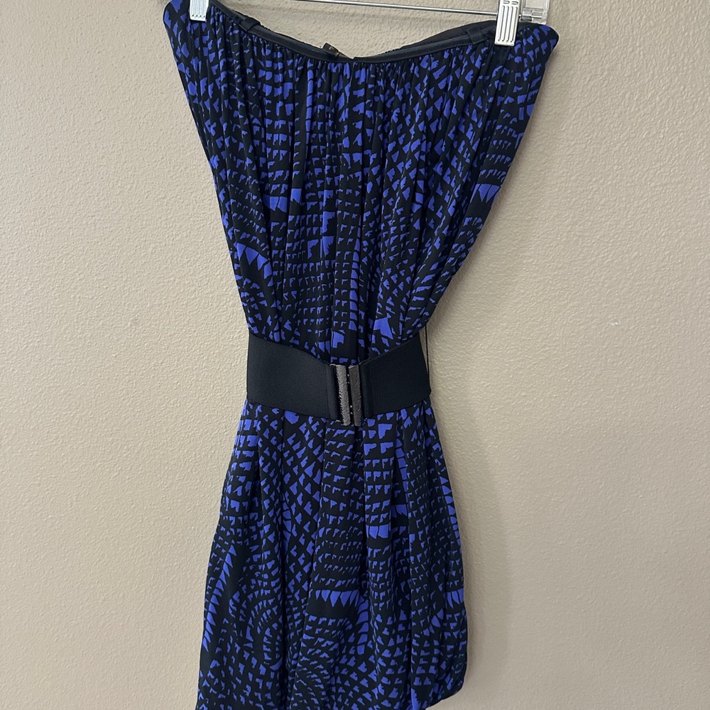 BCBGMaxAzria Black and Blue Patterned Dress